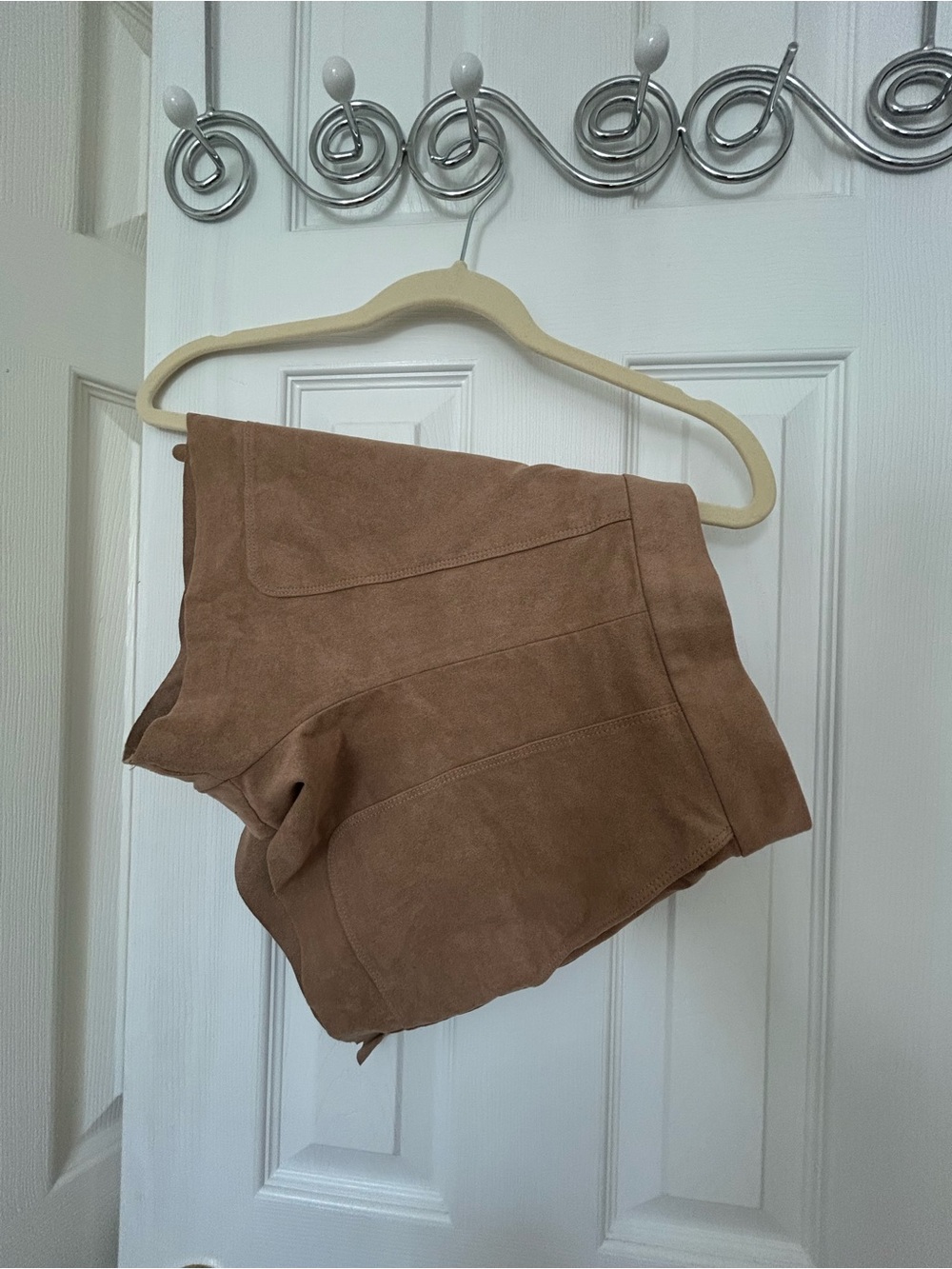 Wilfred Tan Brown High-Waist Suede Shorts